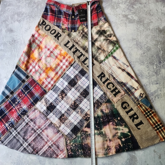 Boho Maxi Skirt Concept Upcycled Patch Cottege Distressing Shabby Chic Country - Picture 5 of 17